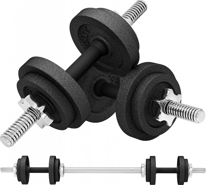 Činky 2v1, 20 kg | černé