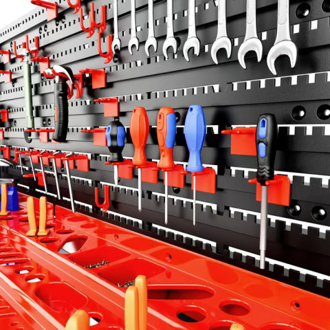 54dílná nástěnná deska na nářadí 95x54cm | černá/červená č.4