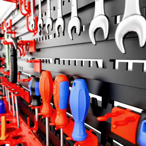 54dílná nástěnná deska na nářadí 95x54cm | černá/červená č.11