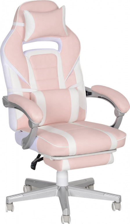 Herní židle s podnožkou | růžová