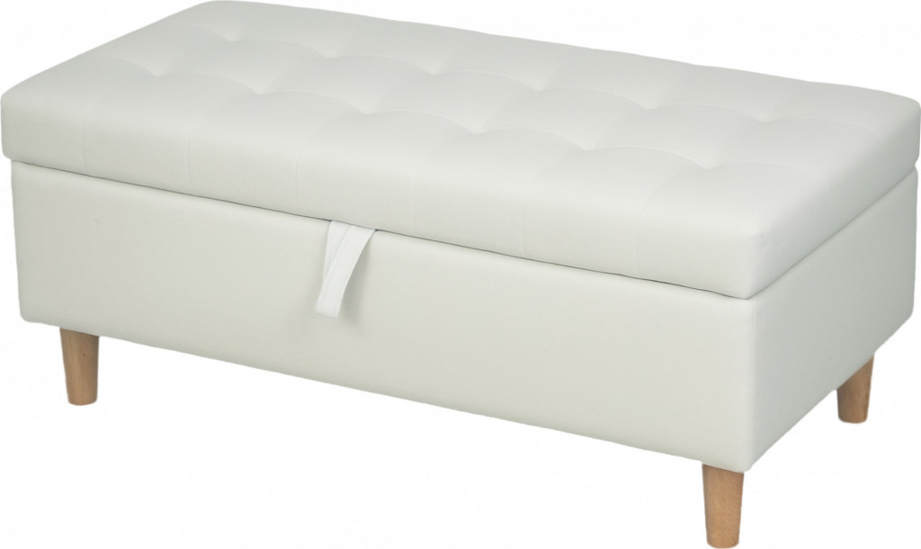 Čalouněná lavice s úložným prostorem | krémově bílá