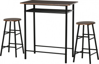 Barový stůl s odkládací policí a se 2 barovými židlemi | černý č.1