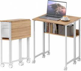 Prostorově úsporný počítačový stůl s policí | přírodní č.1