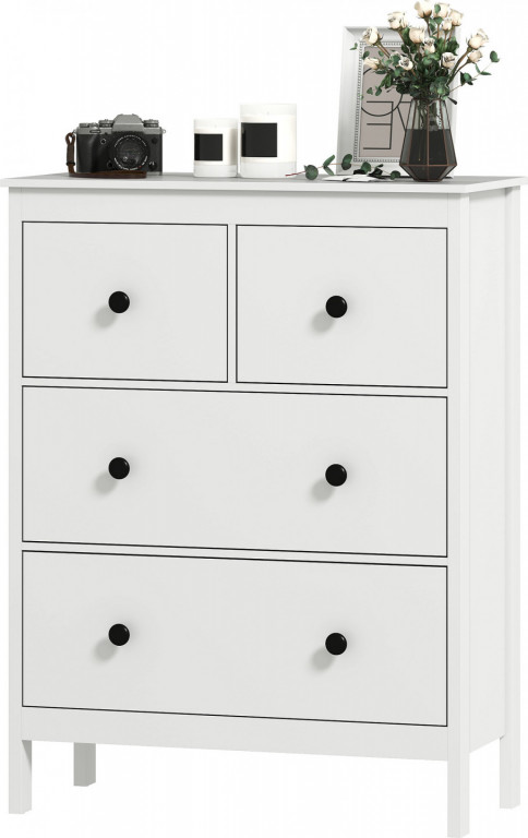Komoda se 4 zásuvkami, 74 x 35 x 97 cm | bílá