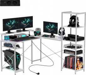 Počítačový stůl s podstavcem pro monitor, 137 x 140 x 139,5 cm | bílý č.1