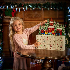 Drevený adventný kalendár Zimná krajina č.1