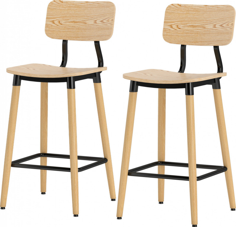 Sada 2 barových židlí s opěradlem | světle hnědá