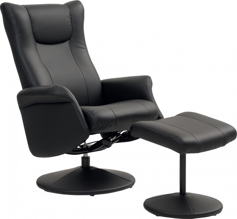 Polohovací křeslo s taburetem otočné | černé