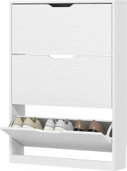 Výklopný botník se 3 přihrádkami, 80 x 17 x 108 cm | bílý č.1