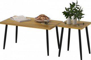 Sada 2 konferenčních stolků s ocelovým rámem | přírodní č.1