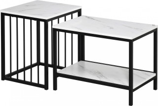 Set 2 konferenčních stolků | bílo-černý