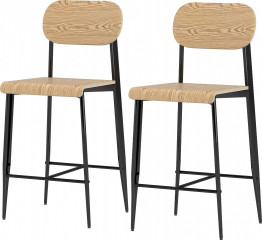 Sada 2 kusů barových židlí s podnožkou | přírodní č.1