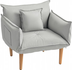 Křeslo s polštářem | světle šedé