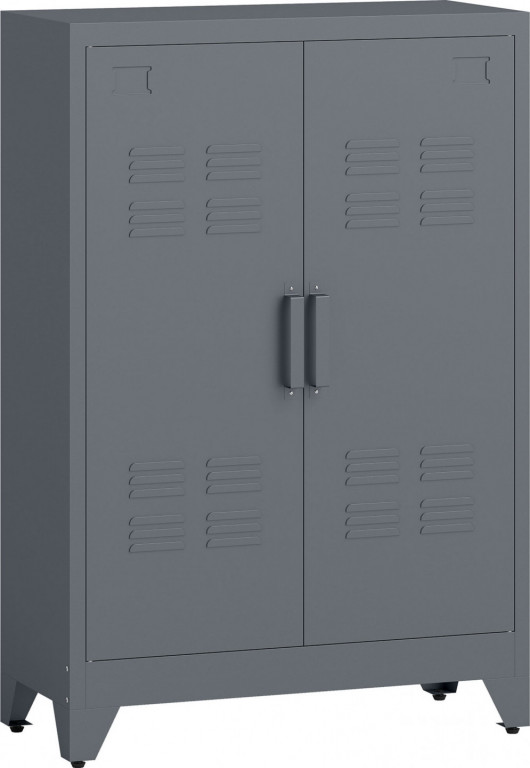 Kuchyňská skříňka s magnetickými lamelovými dveřmi, 75 x 33 x 110 cm | šedá