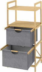 Prádelní koš se 2 komorami | přírodní + šedý