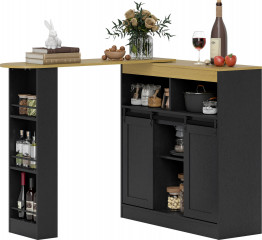 Rozkládací barový stůl, 187,5 x 35 x 105 cm | černý č.1