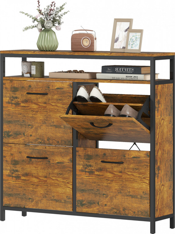 Botník s nastavitelnou přepážkou, 98 x 24 x 95 cm | rustikálně hnědý