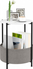 Konferenční stolek s látkovým košem, 44 x 44 x 56 cm | šedý + bílý č.1