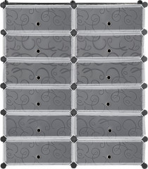 Modulární botník s 12 přihrádkami, 49 x 37 x 108 cm | černý č.1