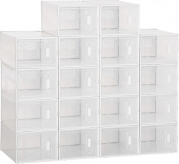 Sada 18 modulárních boxů na boty s průhlednými dvířky, 25 x 35 x 19 cm | transparentní č.1