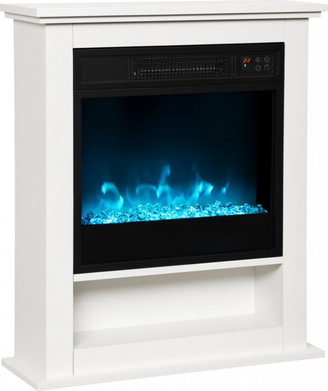 Elektrický krb s ohřevem a efektem plamene | bílý