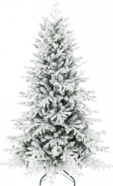 Umělý zasněžený vánoční stromek, 180 cm | zelený + bílý