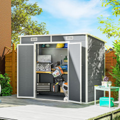 Kovový zahradní domek 2,4 x 1,3 m | šedý