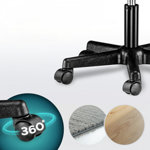 Pojízdná stolička s kolečky otočná o 360° | bílá č.4