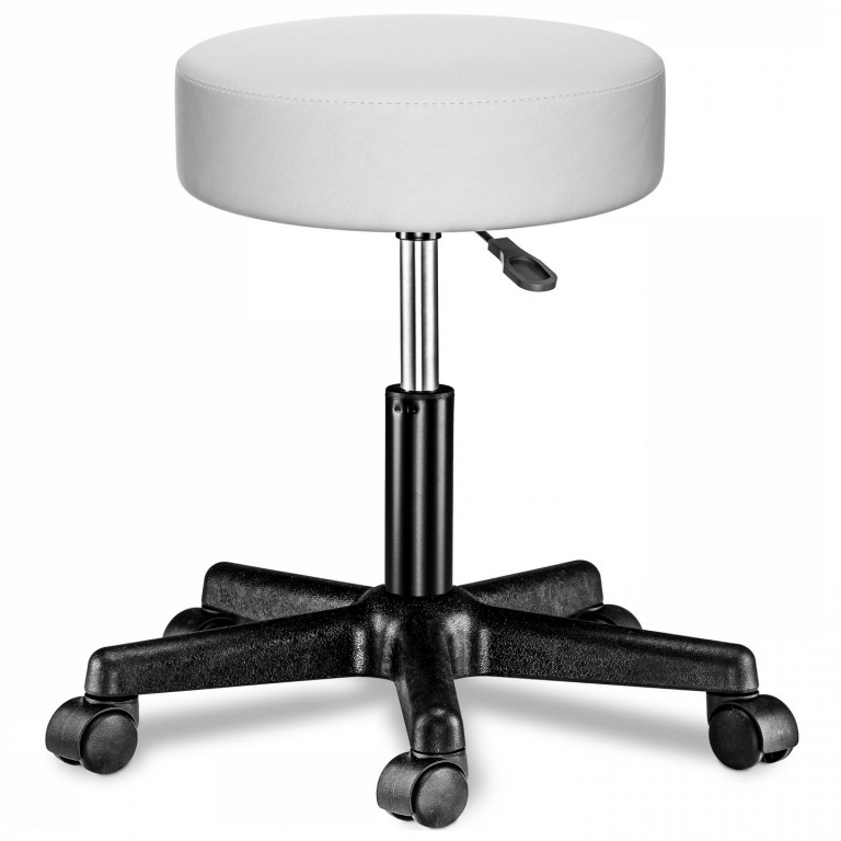 Pojízdná stolička s kolečky otočná o 360° | bílá