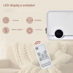 Ventilátorové topidlo pro montáž na stěnu | bílé + stříbrné č.3