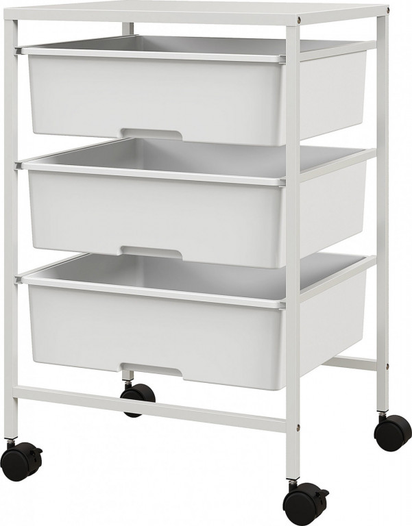 Servírovací vozík se 3 policemi 40,8 x 33,5 x 6,5 cm | bílý