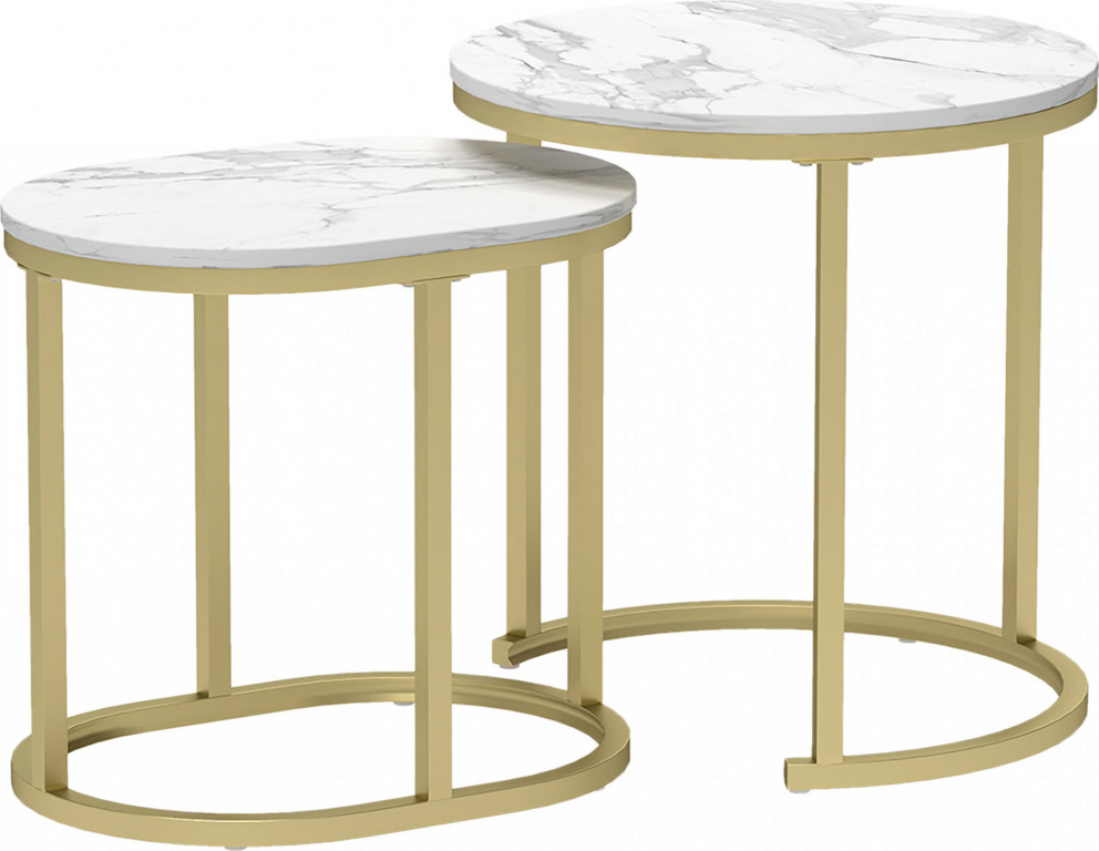 2 kulaté stohovatelné stolky | bílé