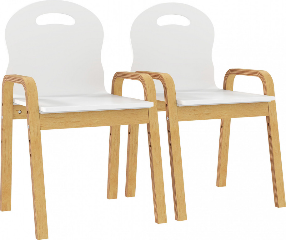 2 dřevěné stohovatelné dětské židličky 39 x 34 x 61,5 cm | bílé