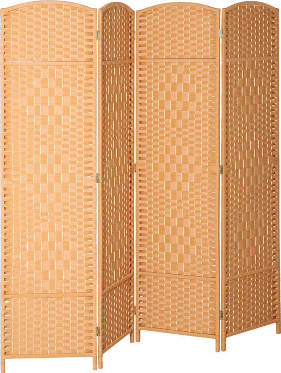 Interiérový dřevěný paraván se 4 panely, 180 x 180 cm | světle hnědý