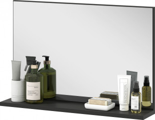 Nástěnné koupelnové zrcadlo s poličkou 60 x 12 x 40 cm | černé č.1