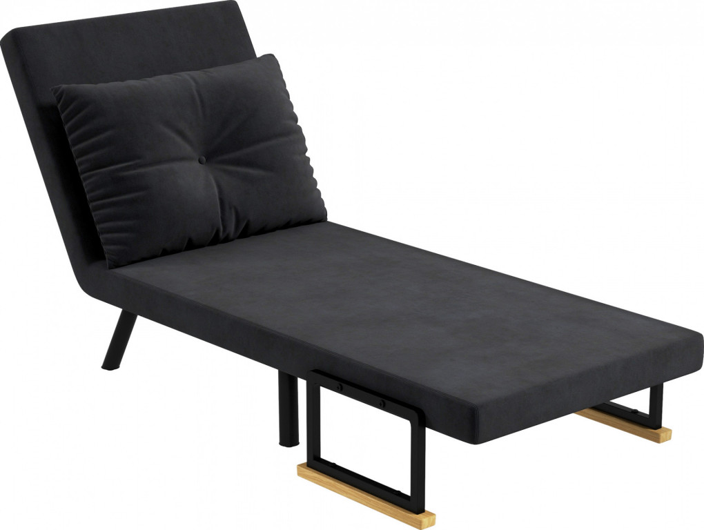 Rozkládací pohovka s nastavitelným opěradlem 63 x 73 x 81 cm | černá