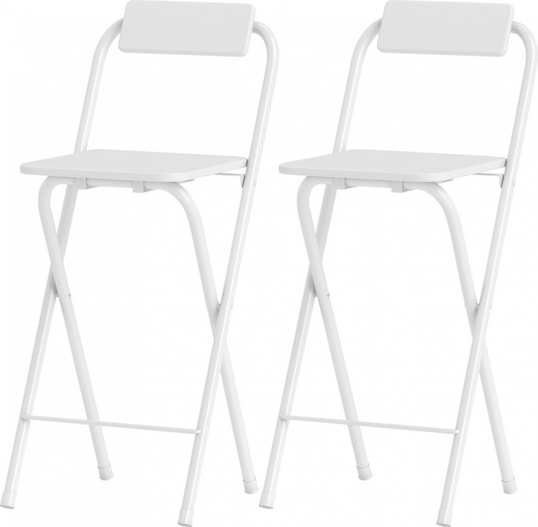 2 skládací barové židle, 87 cm | bílé
