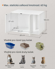 Kočičí skříňka s dvířky 80 x 50 x 50 cm | bílá č.3