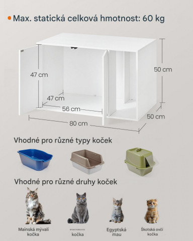 Kočičí skříňka s dvířky 80 x 50 x 50 cm | bílá č.3