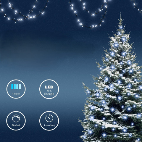 Vánoční světelný řetěz 7m | LED studená bílá č.3