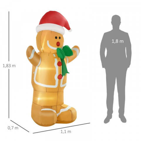 Nafukovací vánoční dekorace, perníček s mašlí | vícebarevná č.4