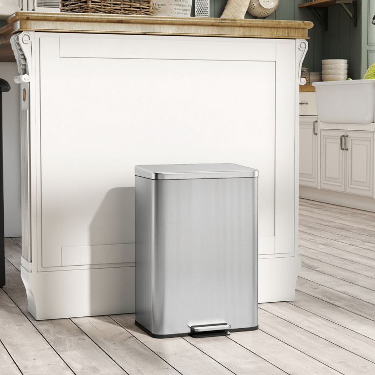 Odpadkový koš 20 l s pedálem a tichým zavíráním | stříbrný