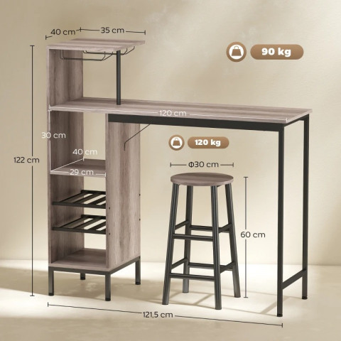 Vysoký barový stůl se 2 židlemi | šedý č.4