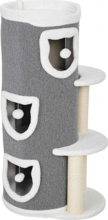Kočičí škrabadlo ve tvaru sudu, 101 cm | šedé