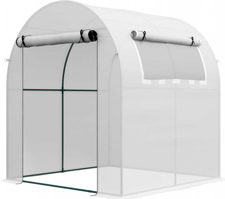 Fóliovník s rolovacím oknem a dveřmi 1,8 x 1,8 x 2 m | bílý