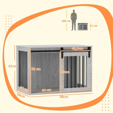 Klec pro psy s posuvnými dveřmi 98 x 58 x 61 cm | šedá č.5