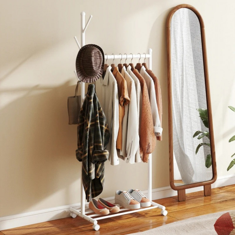 Pojízdný věšák na kabáty | bílý