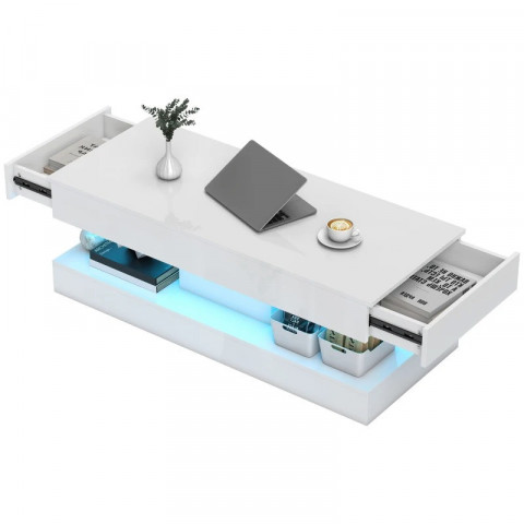 Konferenční stolek s 12barevným LED osvětlením, 120 x 50 x 42 cm | bílý č.4