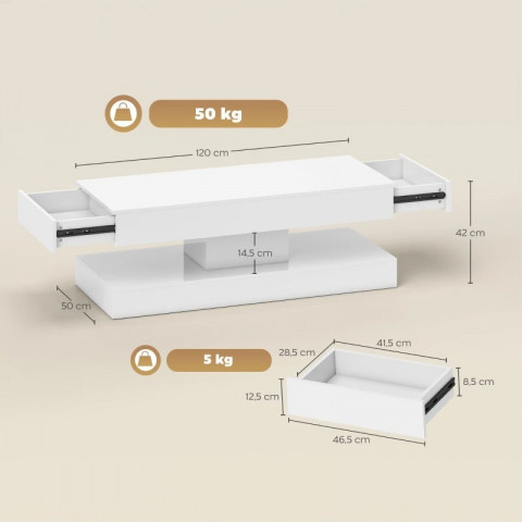 Konferenční stolek s 12barevným LED osvětlením, 120 x 50 x 42 cm | bílý č.5