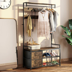 Věšák s 10 nastavitelnými háčky | rustikálně hnědý č.1